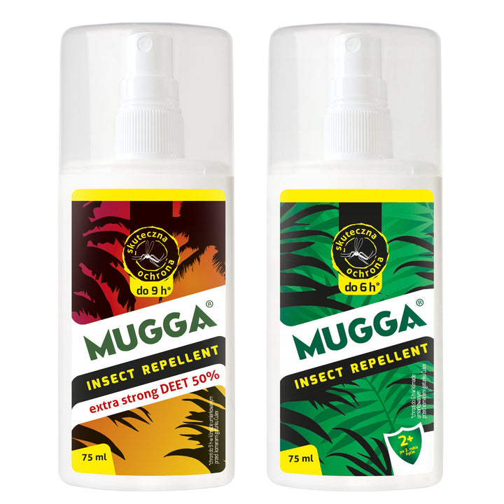 Set of 2X MUGGA 50% + 9.5% DEET Family mosquito repellent.