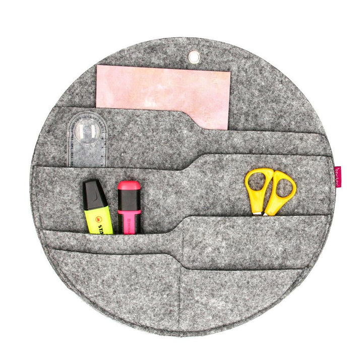 Bertoni felt wall organizer Circle L diameter 35 cm - gray, 4 pockets