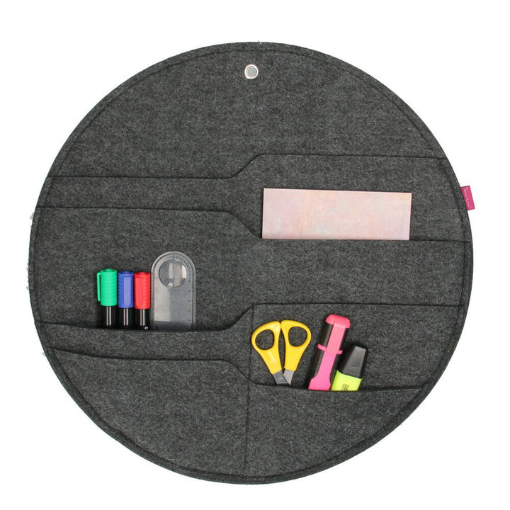 Bertoni felt wall organizer Circle L diameter 35 cm - anthracite, 4 pockets
