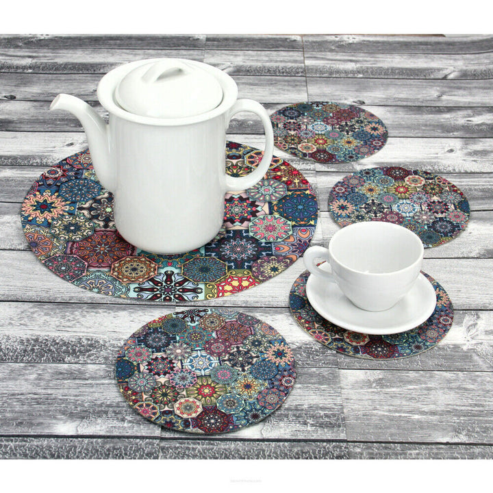 Set of round felt table placemats 1 + 4 - VALENCIA