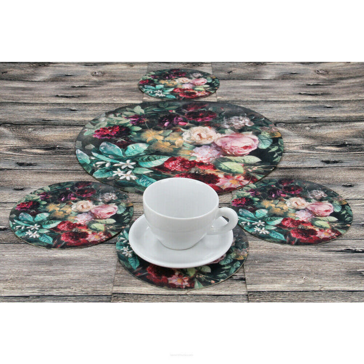 Set of round felt table placemats 1 + 4 - BUNCH