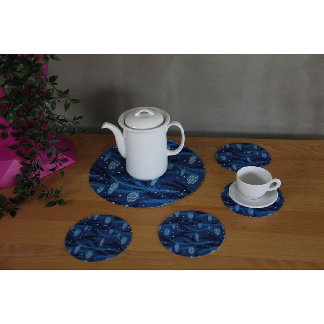 Set of round felt table placemats 1 + 4 - CONE