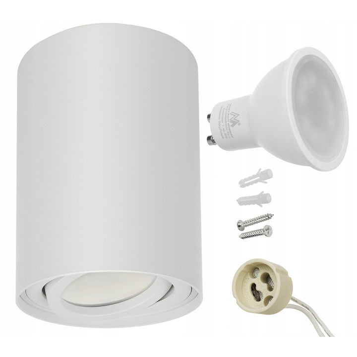 Maclean round plafond white MCE422 + LED bulb GU10 5W 4000K