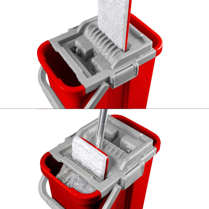 Flach-Mopp und 2 in 1 Eimer 8L Wischmop Set Wischmop Bodenwischer Mopp Mop Reinigungssystem Reiniger (Flach-Mopp und Eimer Set + 3X Ersatzbezüge)