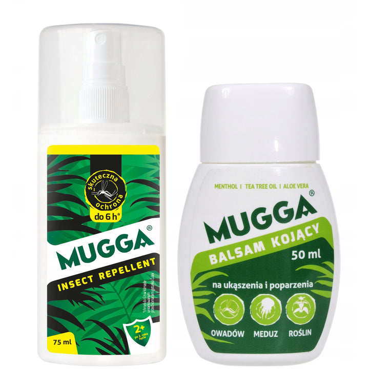 Mugga spray 9.5% 75ml for mosquitoes ticks + Soothing Lotion 50ml