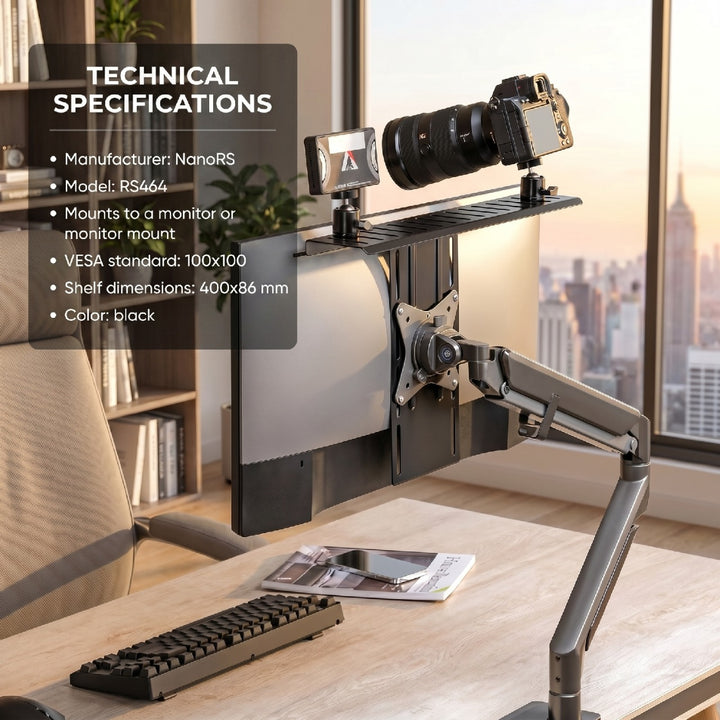 NanoRS RS464 Soporte / Estante para Cámara / Videocámara / Iluminador All-In-One, YouTube, VESA 100x100