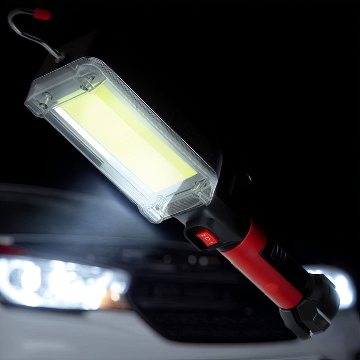 Maclean MCE307 Multifunktionales, Wiederaufladbares COB-Arbeitslicht mit Federklemme, Magnet und Haken 700 Lumen Inspektionslicht Werkstattlampe 360° Drehbar 2x Schaltmodi