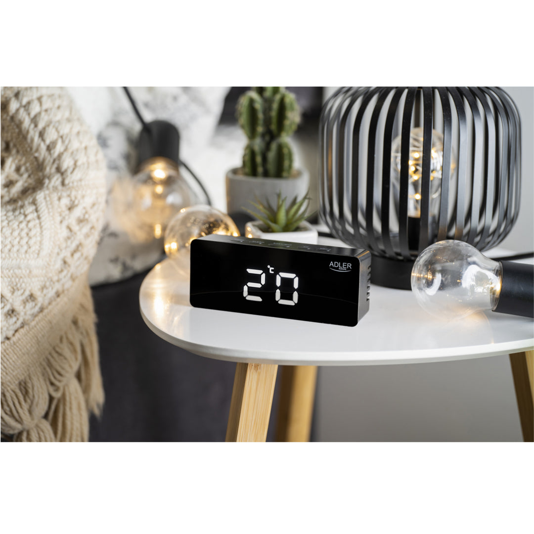 Adler alarm clock, LED display, temperature measurement, black, AD 1189B