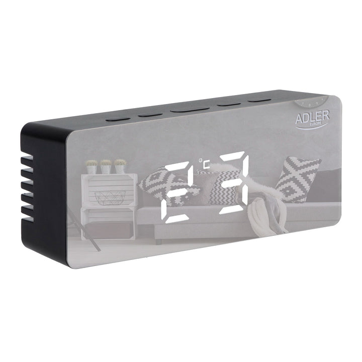 Adler alarm clock, LED display, temperature measurement, black, AD 1189B