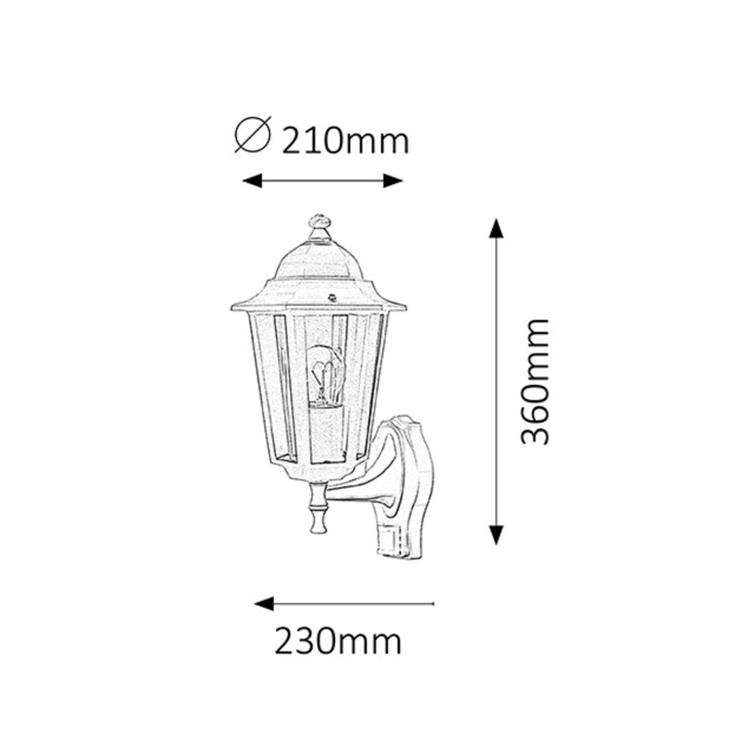 Rabalux Velence Wall Lamp Motion Sensor Metal Glass Patio Light IP43 E27 60W Outdoor