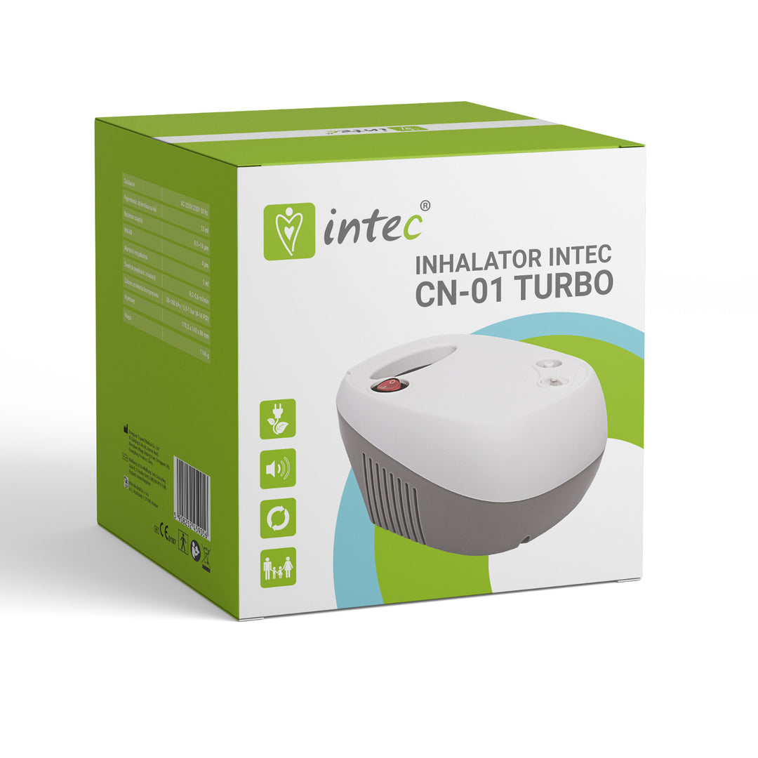 Intec CN-01 Turbo-inhalator vernevelaar inhalator compressor voor volwassenen en kinderen inclusief mondstukmasker voor kinderen en volwassenen