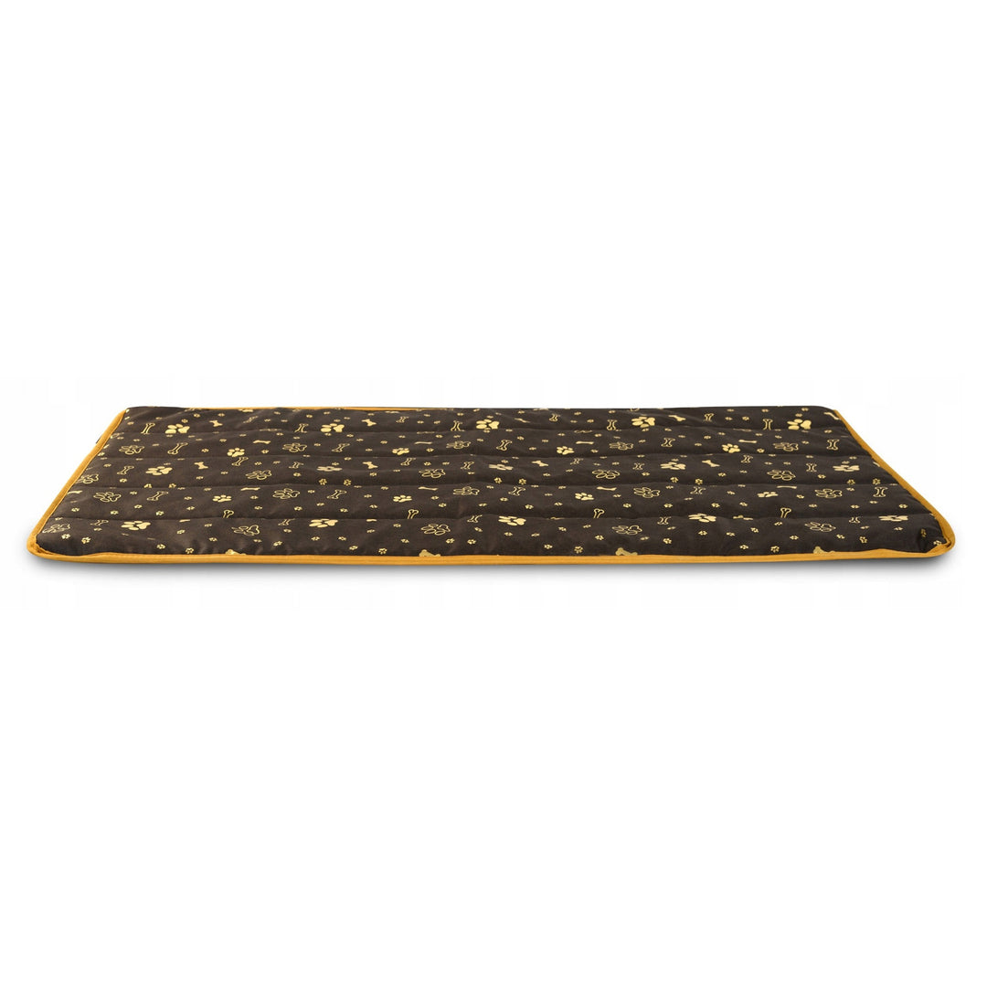 KingDog Prestige Dog Bed Dog Mat Durable Waterproof Dog Mattress with a Pattern of Golden Bones in Brown 120x80 cm