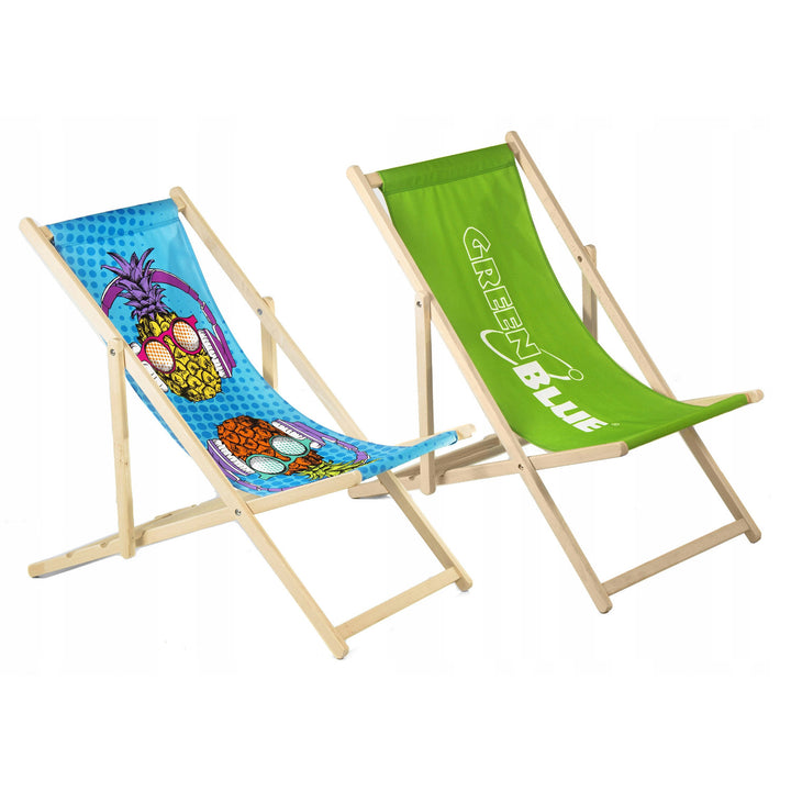 2x GreenBlue GB183 classic beech lounger with your own imprint