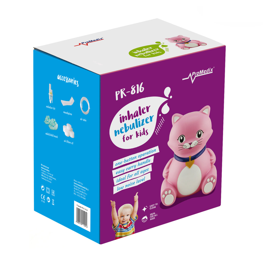 Promedix cat inhaler for children, set nebulizer, masks, filters, PR-816 + universal Gess pacifier for inhaler