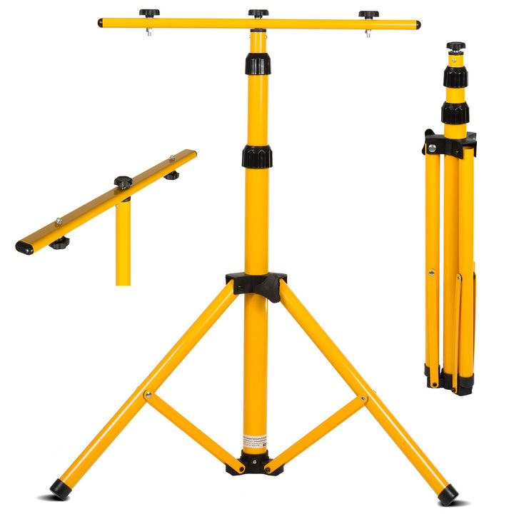 Maclean Scheinwerferstativ, für 2 Scheinwerfer, LED, gelb, aus Stahl, max. Höhe 1,5 m + Scheinwerfer