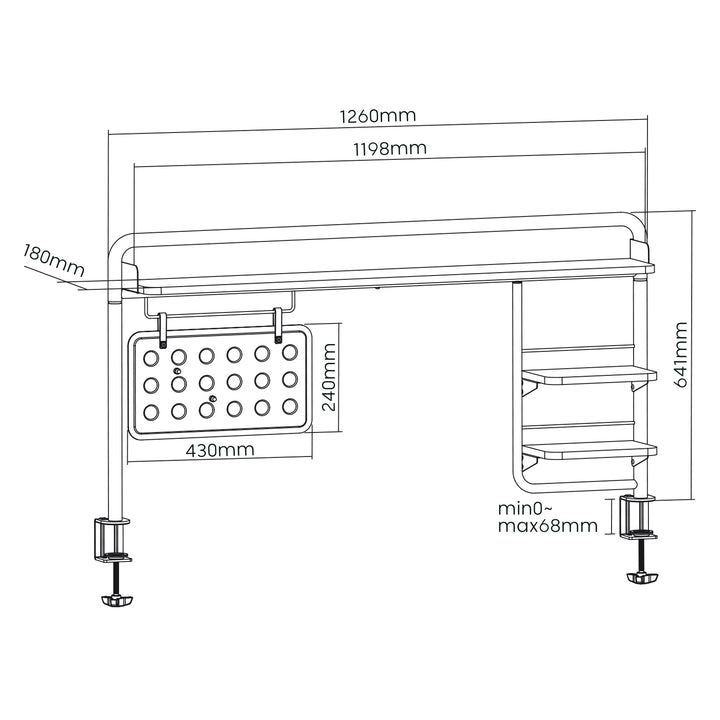 Ergo Office Schreibtischablage, aufsteckbar, bis 20 kg, schwarz, ER-452