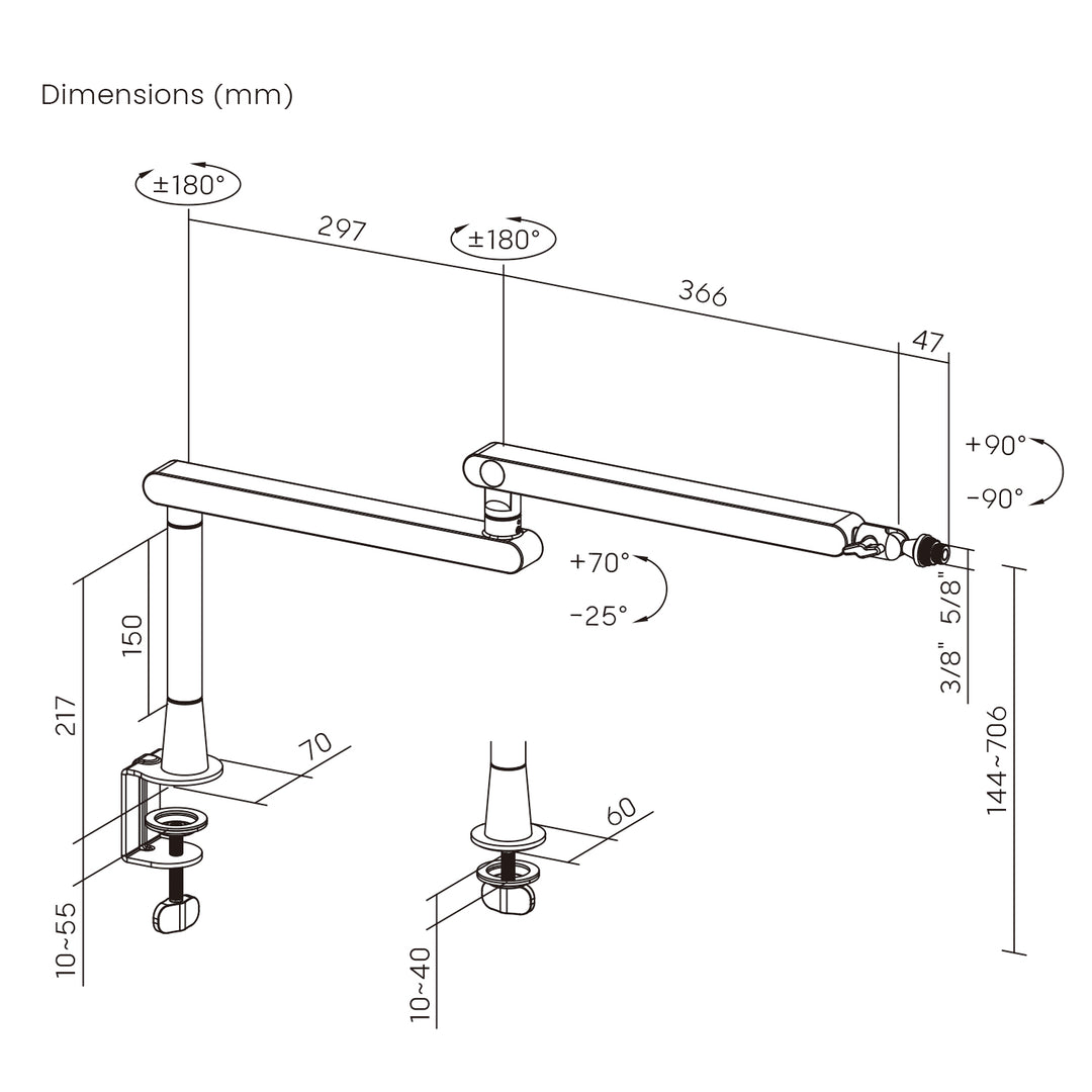 Maclean - Microfoonhouder - Microfoon Arm - Universele microfoon bureaustandaard houder - max. 2kg - Zwart - MC-971