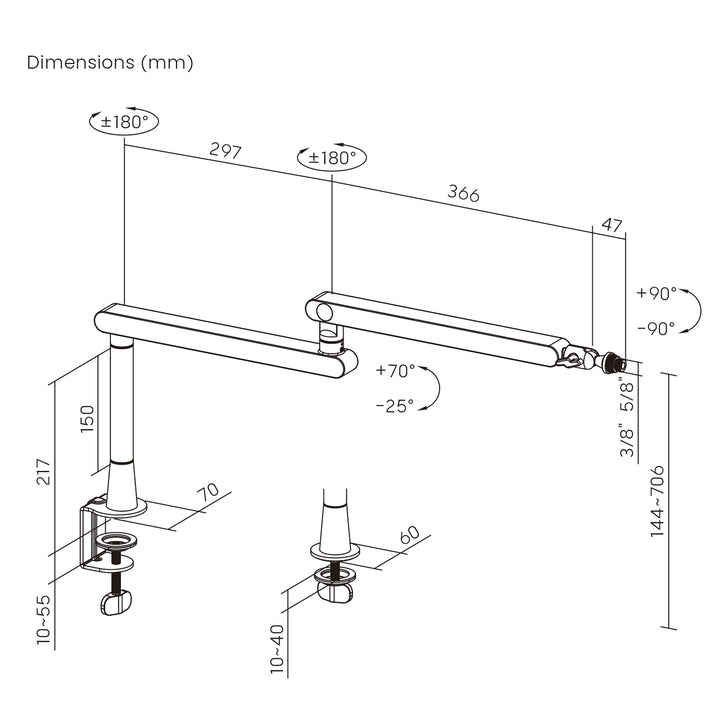 Maclean professioneller Mikrofonhalter, Auslegerarm, max. 2kg, MC-971