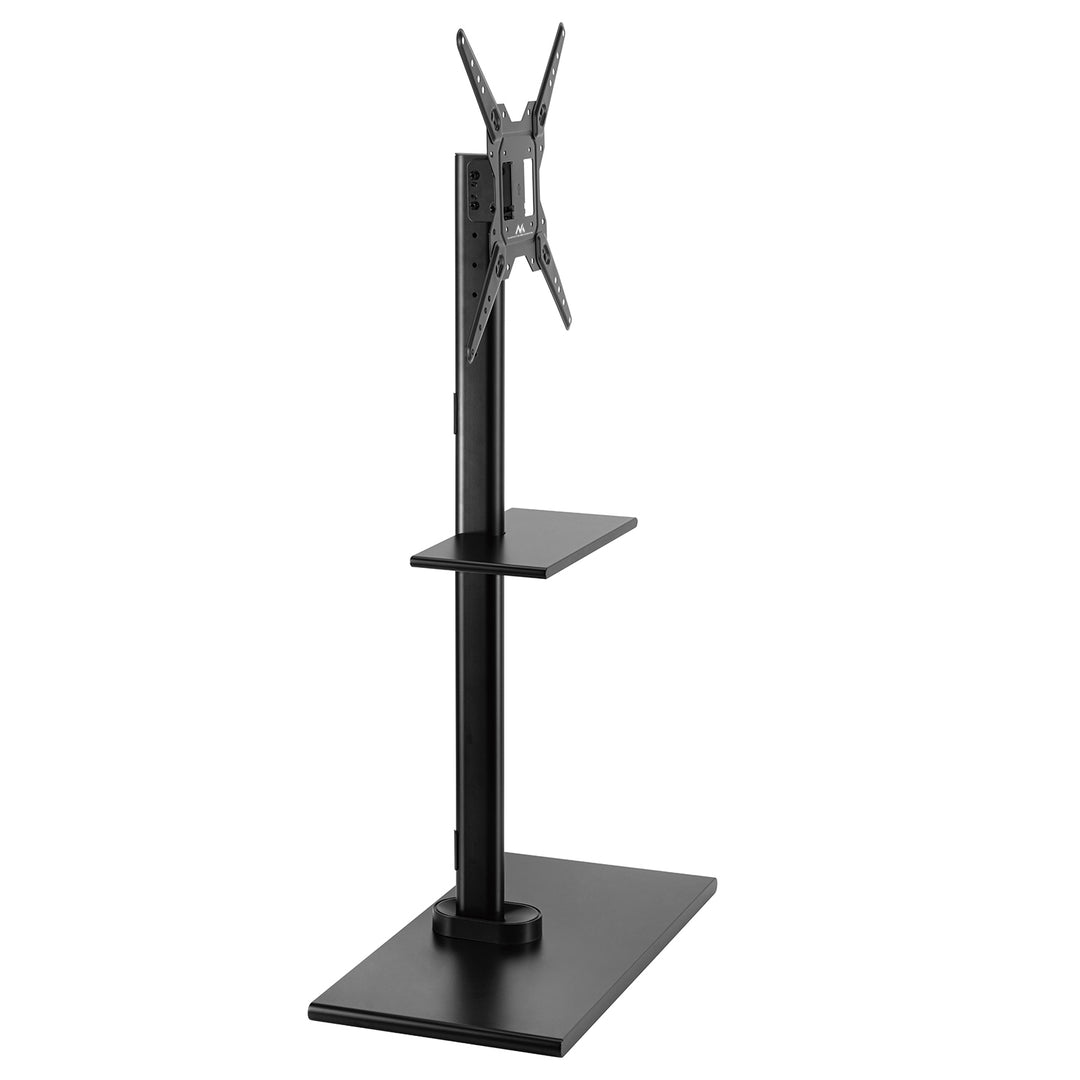 Maclean - TV statief - TV standaard - vloerstandaard voor TV met plank - 23"-55", 35kg, zwart, MC-972 - Voor LED, LCD, OLED, QLED