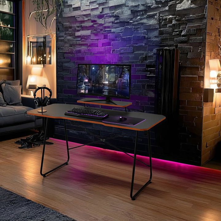 NanoRS RS170 Gaming Desk with Monitor Shelf, Computer Desk, 50kg max, Height 850mm, Black