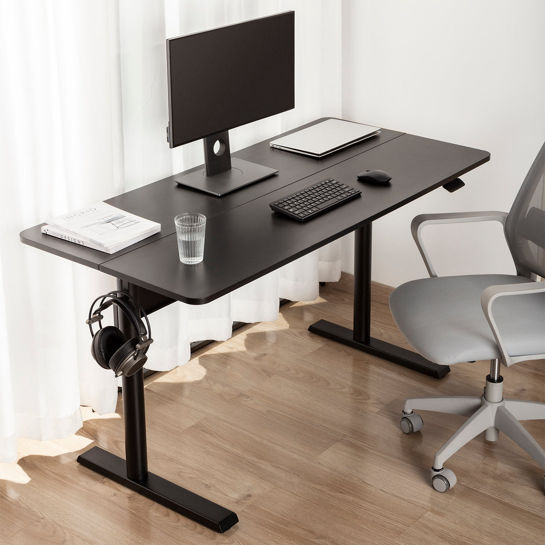 Schreibtisch mit Tischplatte 140x68cm Ergo Office, Gasfeder, höhenverstellbar, für stehendes und sitzendes Arbeiten, max Höhe 115cm, ER-453