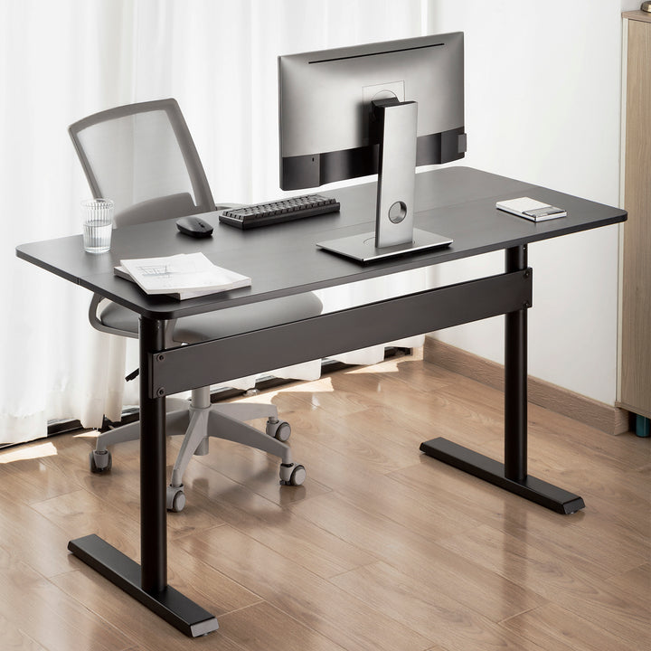 Ergo Office - Bureau - In hoogte verstelbaar ergonomisch bureau 140x68cm  -  staand en zittend werken, max hoogte 115cm, ER-453