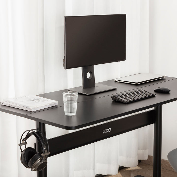 Bureau avec plateau 140x68cm Ergo Office, vérin à gaz, réglable en hauteur, pour travail debout et assis, hauteur max 115cm, ER-453