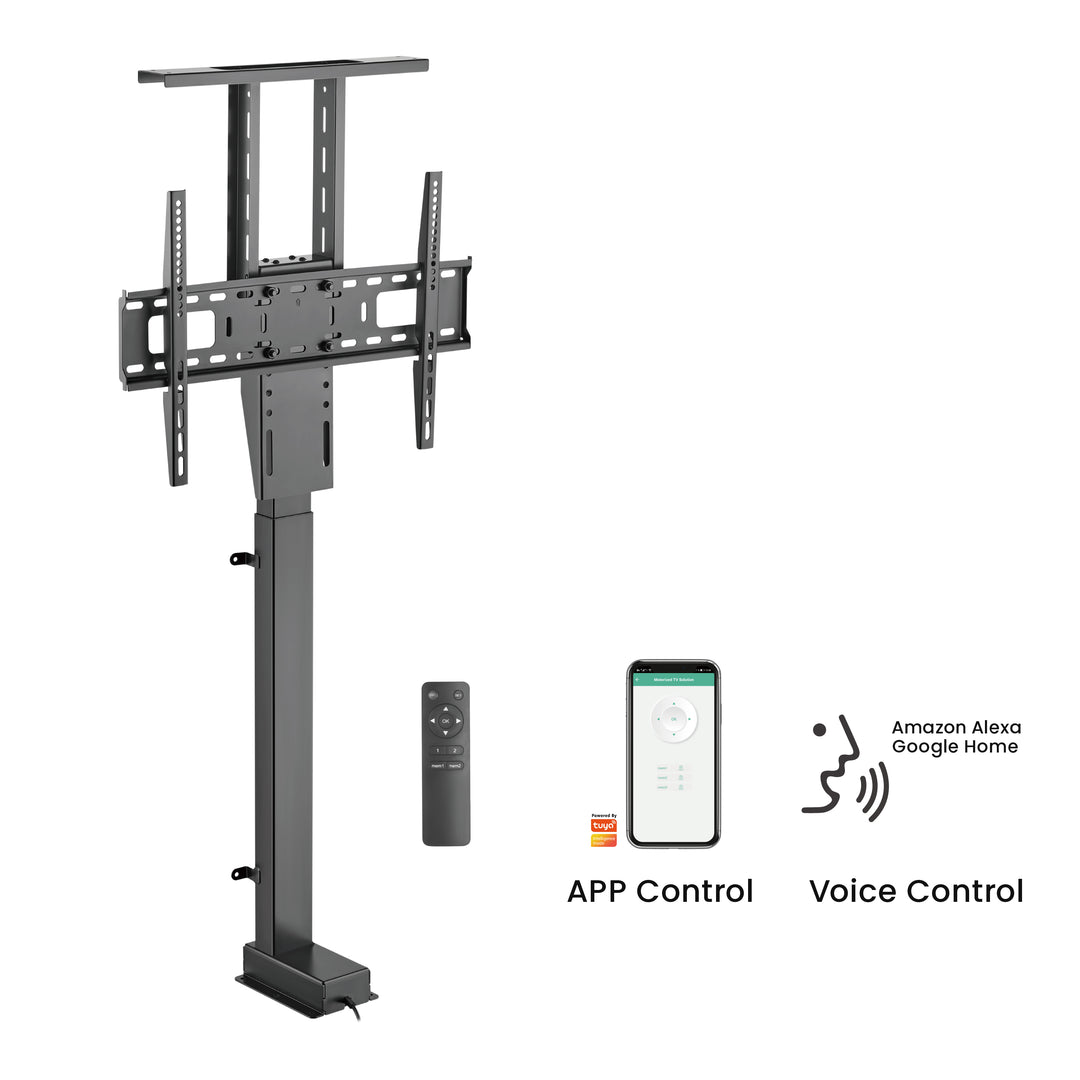 Maclean MC-866T Smart Motorized Electric TV Lift TUYA Mobile App Floor Mount Bracket Alexa Google Home 37''-80'' 60kg Cabinet VESA