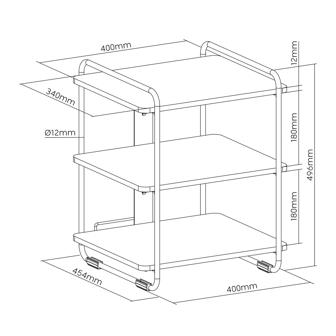 Maclean MC-978 Stylish 3-shelf Cabinet, Bookcase, Shelves, 90kg max, 454x400x496mm