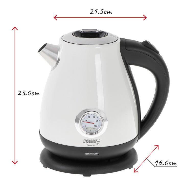 Camry electric kettle, cordless, with thermometer, 1.7L, 2200W, CR 1344