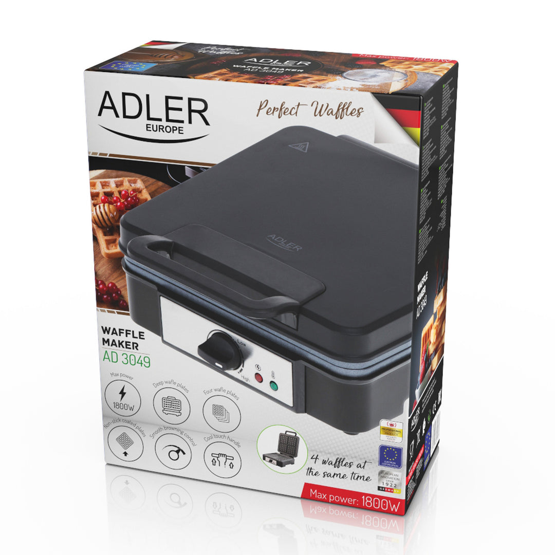 Adler waffle maker, for 4 waffles, temperature control, 1800W, AD 3049