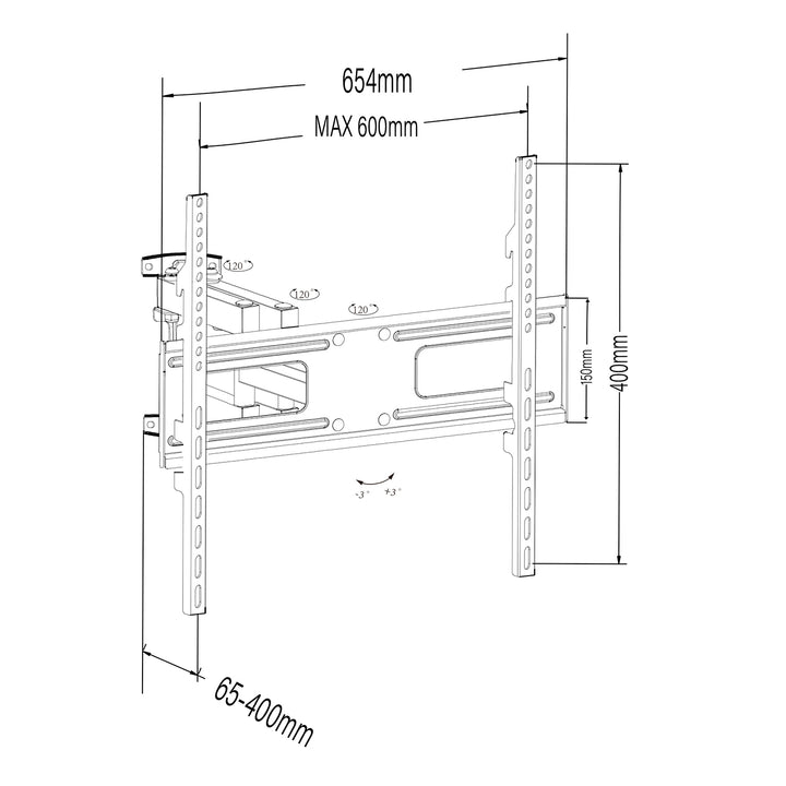 Maclean MC-832A Soporte para TV o monitor, VESA máx. 600x400, plano, distancia de la pared 41-475mm, 37-80", 50kg, negro