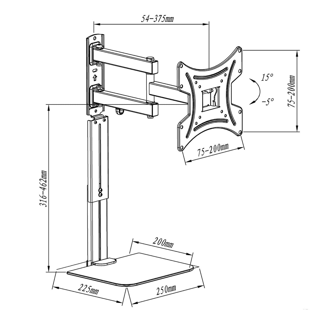 Maclean Support TV avec étagère DVD, vesa 200x200 , 23"-43", 25kg, MC-771A