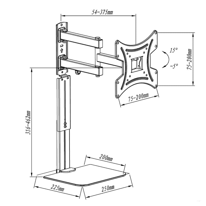 Maclean  MC-771A Soporte de TV con estante para DVD, vesa 200x200 , 23"-43", 25kg