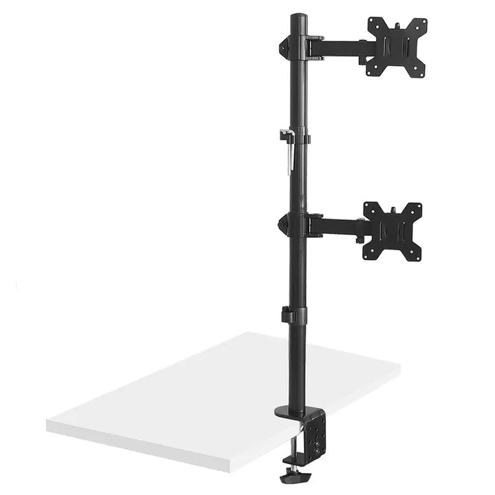 Maclean MC-967 Double Vertical Monitor Desk Mount Screen Holder max VESA 100x100, 13-27", 2x 9kg Powder Coated Tilting Rotating Adjustable