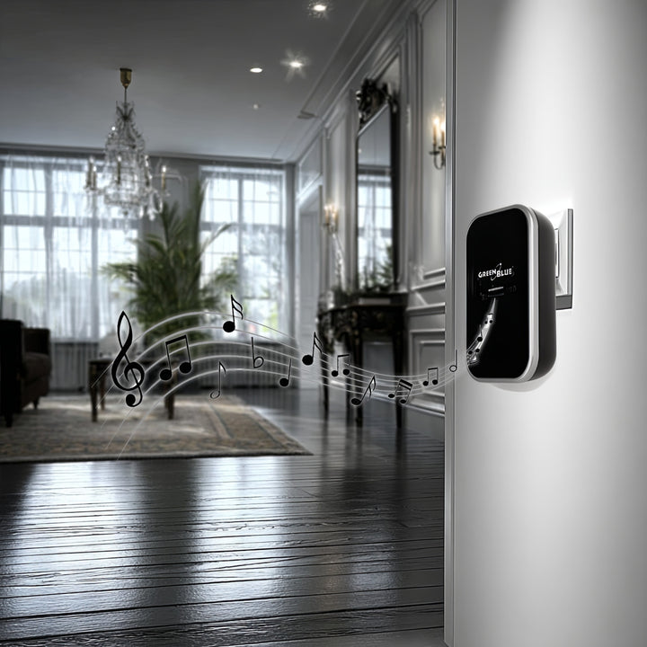 GreenBlue - Deurbel - kinetische / batterijloze / draadloze - 38 melodieën - bereik tot 200m, IP44, GB157 B - Zwart
