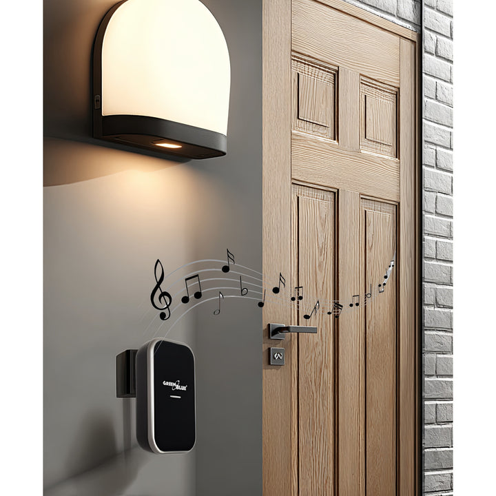 GreenBlue - Deurbel - kinetische / batterijloze / draadloze - 38 melodieën - bereik tot 200m, IP44, GB157 B - Zwart