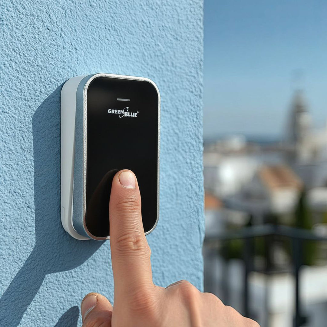 GreenBlue - Deurbel - kinetische / batterijloze / draadloze - 38 melodieën - bereik tot 200m, IP44, GB157 B - Zwart