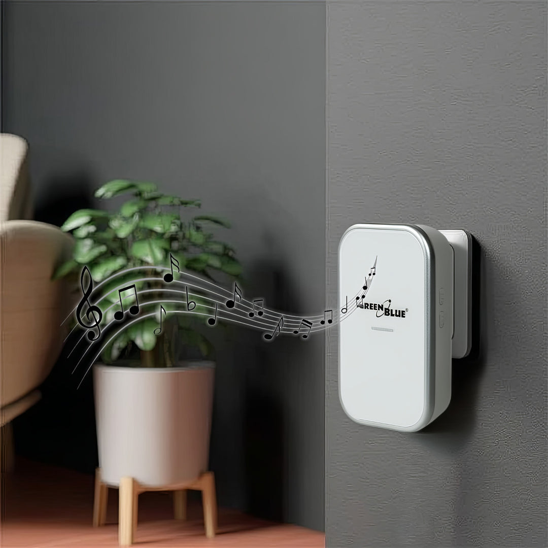 GreenBlue - Deurbel - kinetische / batterijloze / draadloze - 38 melodieën - bereik tot 200m, IP44 - Wit