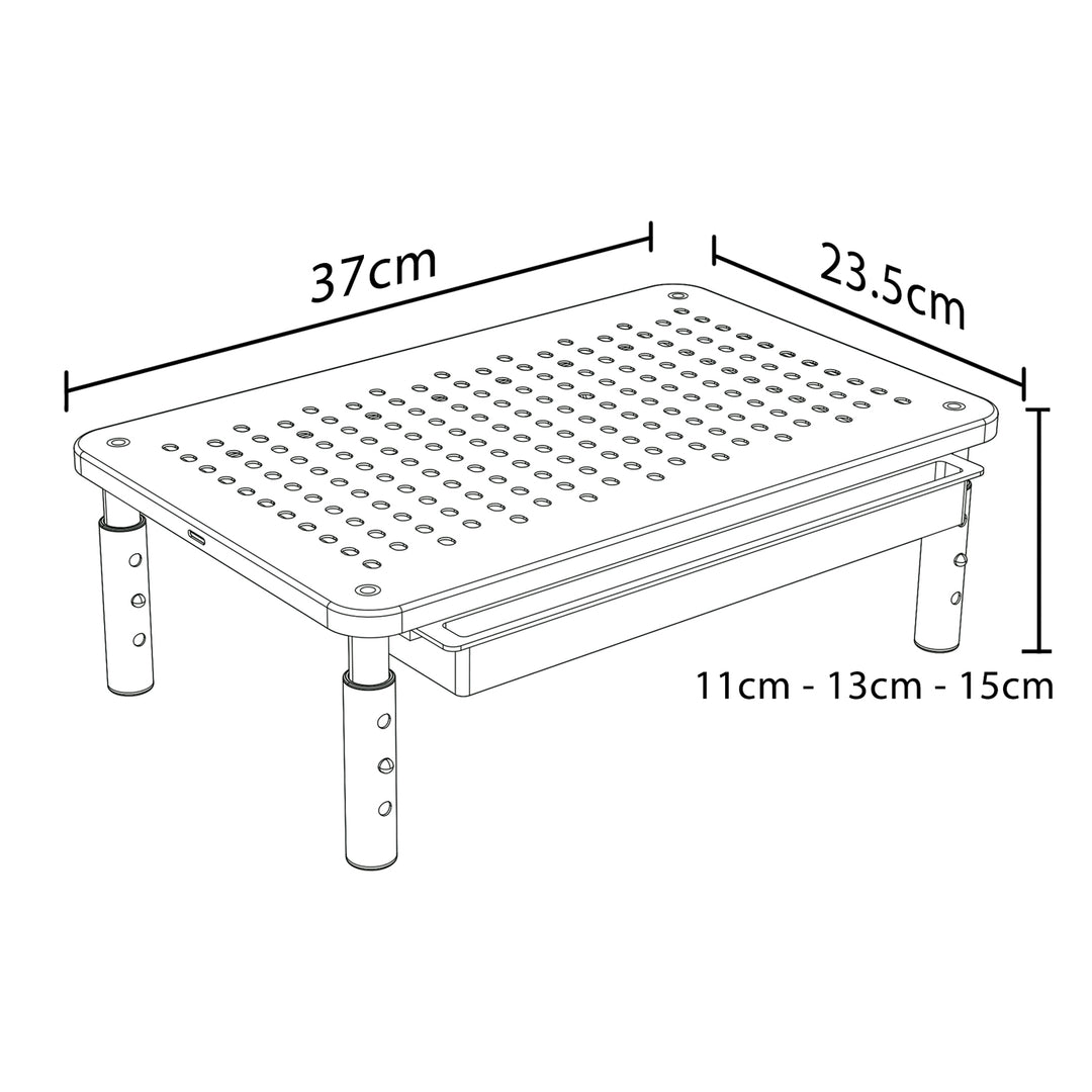 Maclean MC-946 Monitor Laptop Stand 13" - 32" 3-Level Height Adjustment with Drawer up to 20kg Sturdy Vented