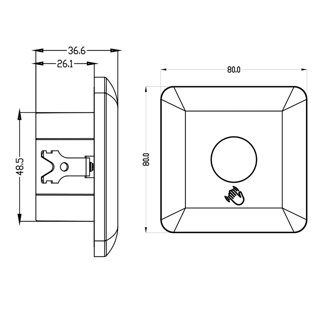 Maclean Short-Range PIR Sensor, with a detection range of 5-6cm, designed for recessed installation, supporting a maximum load of 1200W, model MCE313 W.