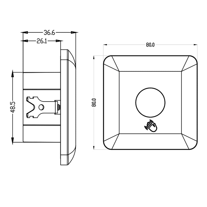 Maclean Short-Range PIR Sensor, with a detection range of 5-6cm, designed for recessed installation, supporting a maximum load of 1200W, model MCE313 W.