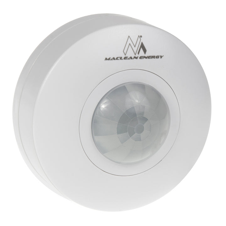 Maclean MCE314 W: PIR Motion Sensor, 6m range, ceiling mounted, max load 1200W, IP20-rated.