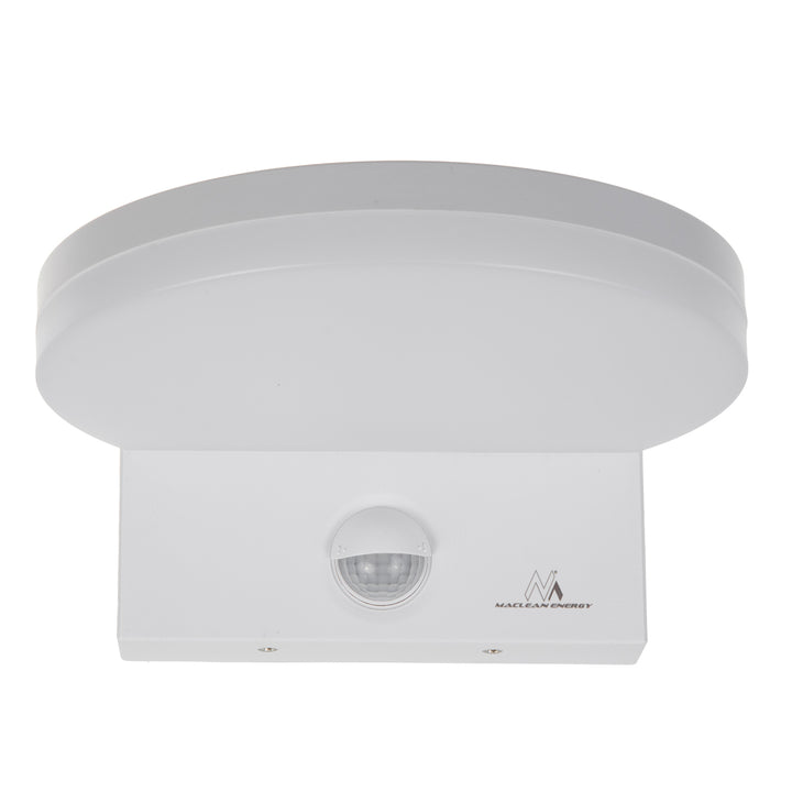 Maclean MCE344 W motion sensor LED lamp. Featuring a PIR motion sensor, it emits a neutral white light (4000K) with 15W power and 1560lm brightness. Rated IP65, it ensures durability and reliability in various environments.