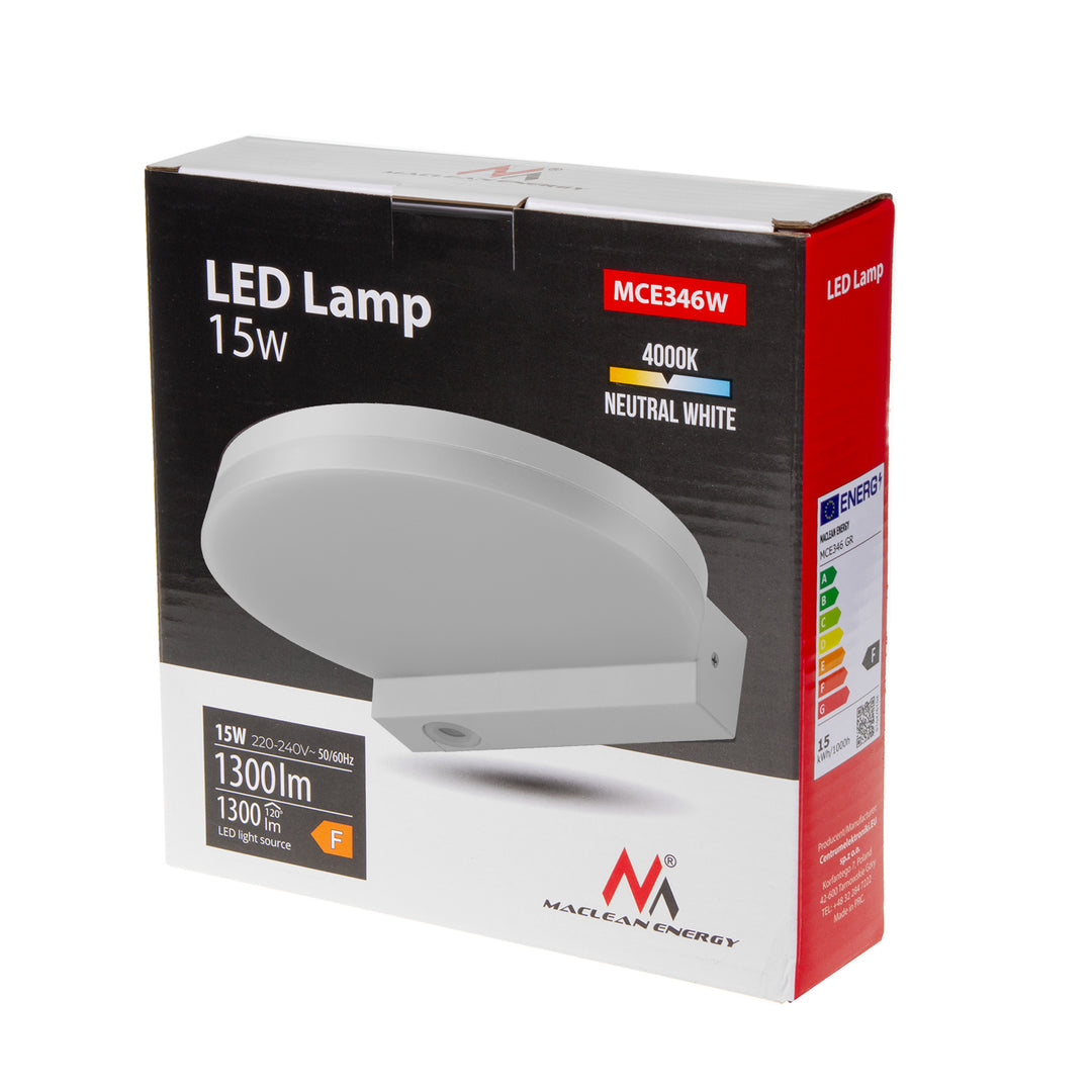 Maclean LED-Lampe, weiß, 15W, IP65, 1300lm, neutralweiß (4000K) MCE346 W