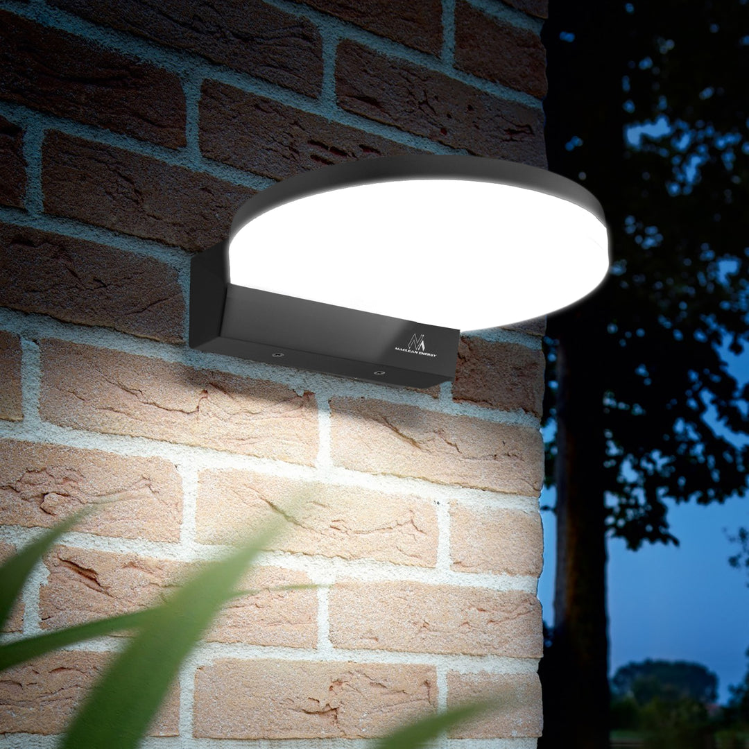 Maclean MCE346 B Wall LED Lamp 15W 1300lm Neutral White 4000K IP65 Round Indoor Outdoor Waterproof Black