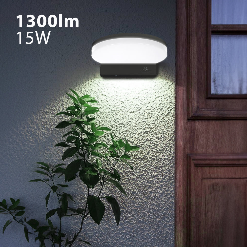 Maclean MCE346 GR Wall LED Lamp 15W 1300lm Neutral White 4000K IP65 Round Indoor Outdoor Waterproof Grey