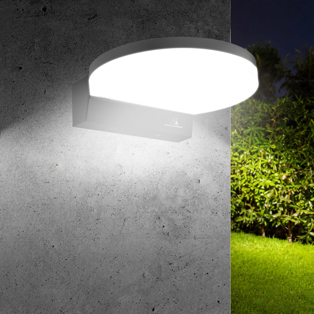 Maclean MCE346 GR Wall LED Lamp 15W 1300lm Neutral White 4000K IP65 Round Indoor Outdoor Waterproof Grey