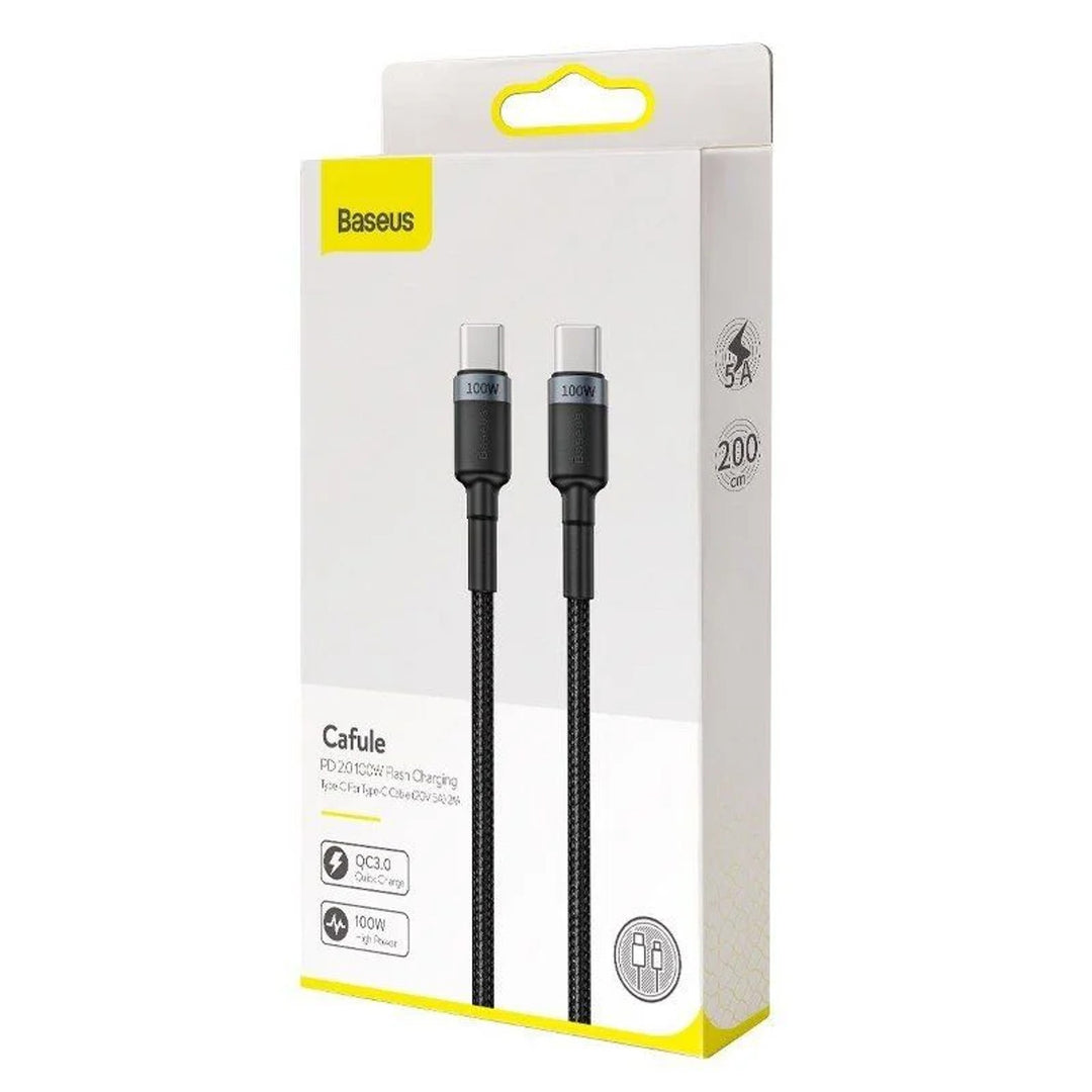 Cable USB-C PD 2.0 200cm Baseus Cafule CATKLF-ALG1 Quick Charge 3.0 5A con soporte de carga rápida de 100W