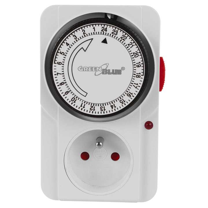 GreenBlue GB360 E Timer - Mechanical Timer, 48 programs, Max. Load 16A, IP20, European Plug